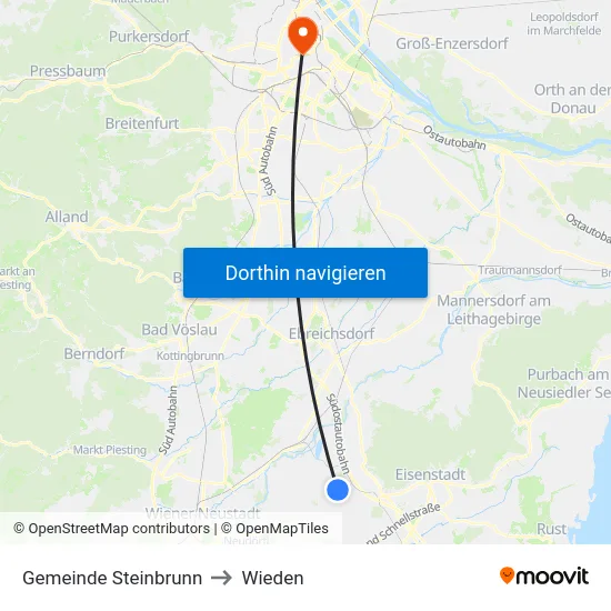 Gemeinde Steinbrunn to Wieden map