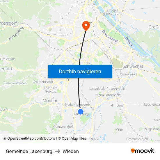 Gemeinde Laxenburg to Wieden map