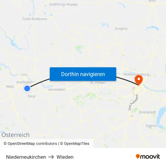 Niederneukirchen to Wieden map