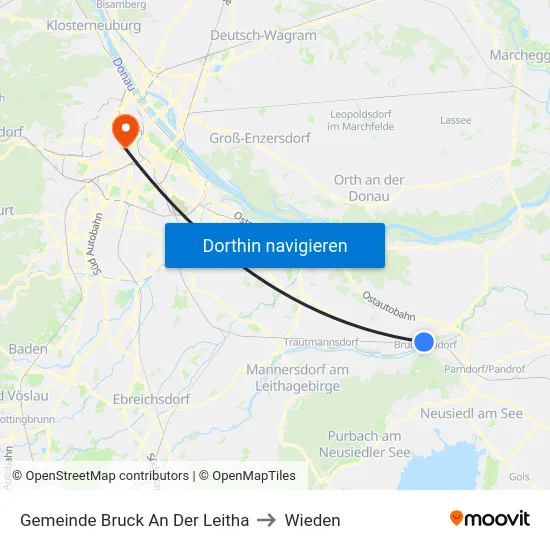 Gemeinde Bruck An Der Leitha to Wieden map
