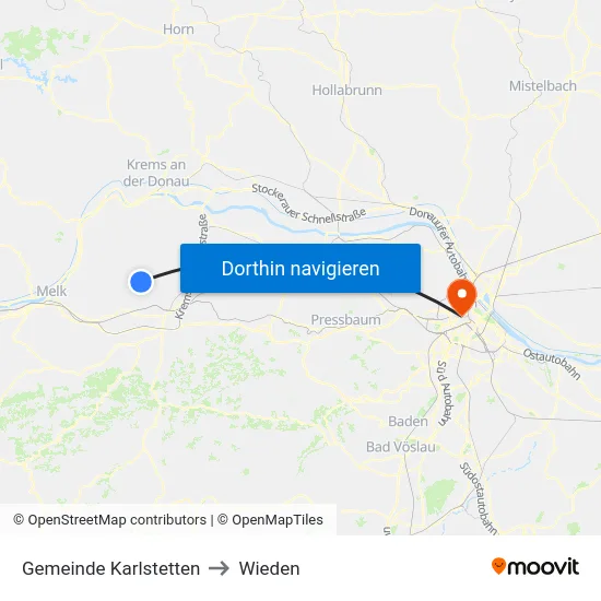 Gemeinde Karlstetten to Wieden map