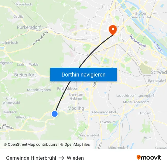 Gemeinde Hinterbrühl to Wieden map