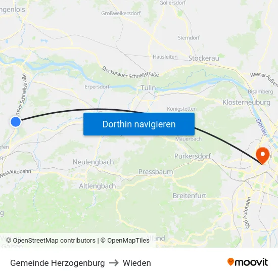 Gemeinde Herzogenburg to Wieden map