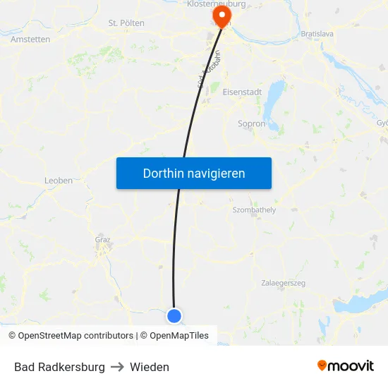 Bad Radkersburg to Wieden map