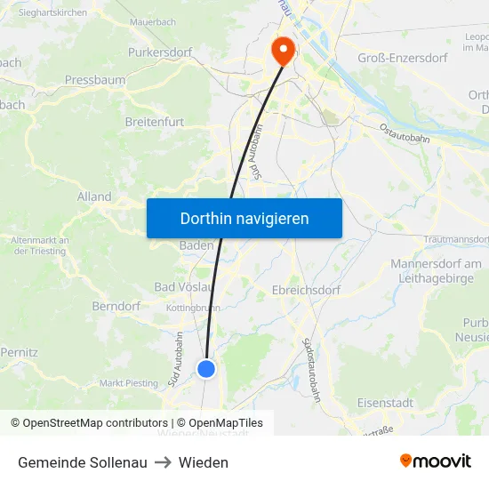 Gemeinde Sollenau to Wieden map