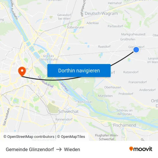 Gemeinde Glinzendorf to Wieden map
