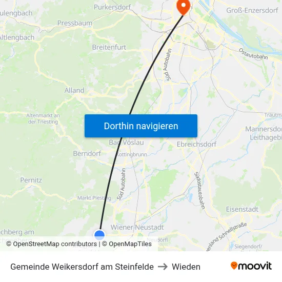 Gemeinde Weikersdorf am Steinfelde to Wieden map