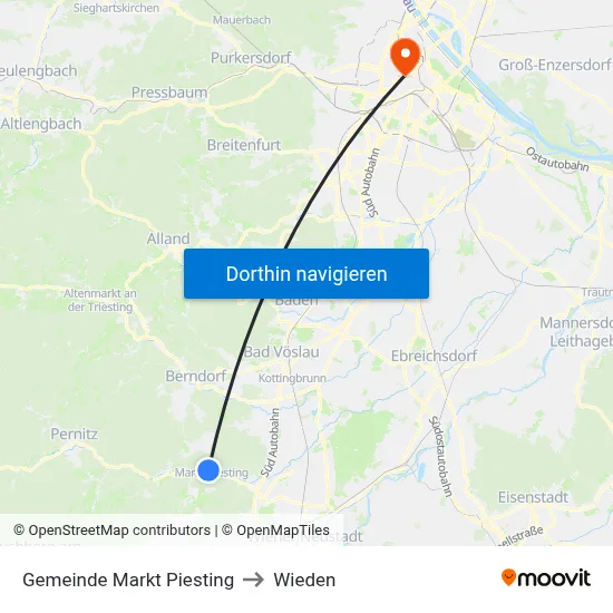 Gemeinde Markt Piesting to Wieden map