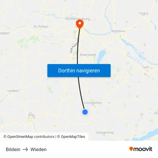 Bildein to Wieden map