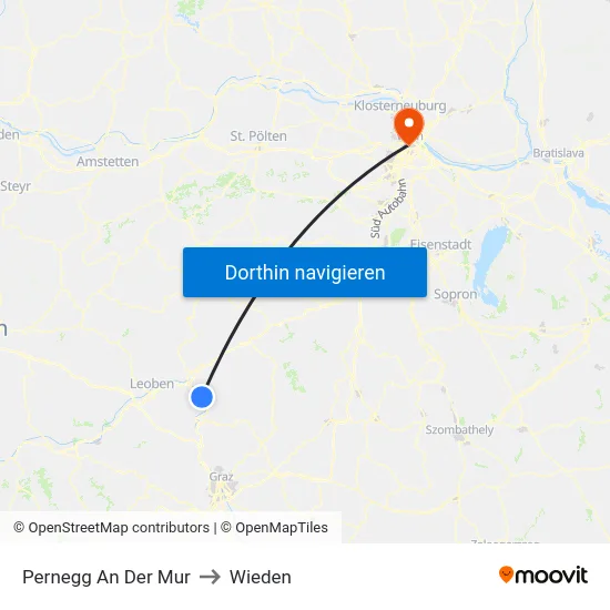 Pernegg An Der Mur to Wieden map