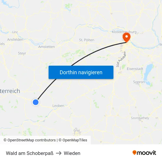 Wald am Schoberpaß to Wieden map