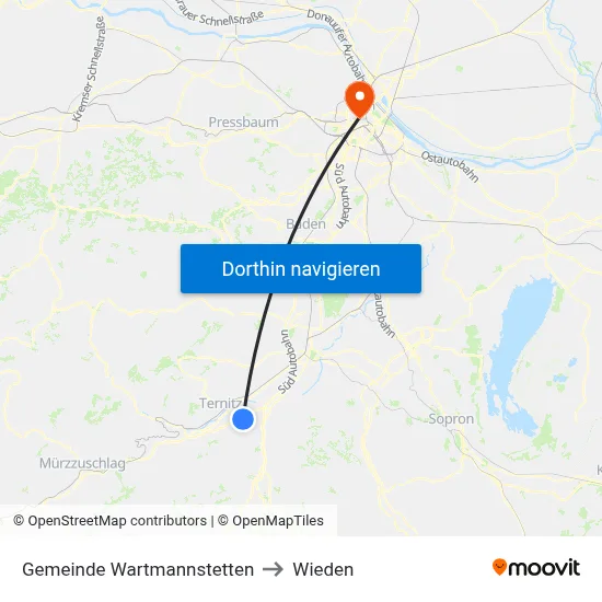 Gemeinde Wartmannstetten to Wieden map