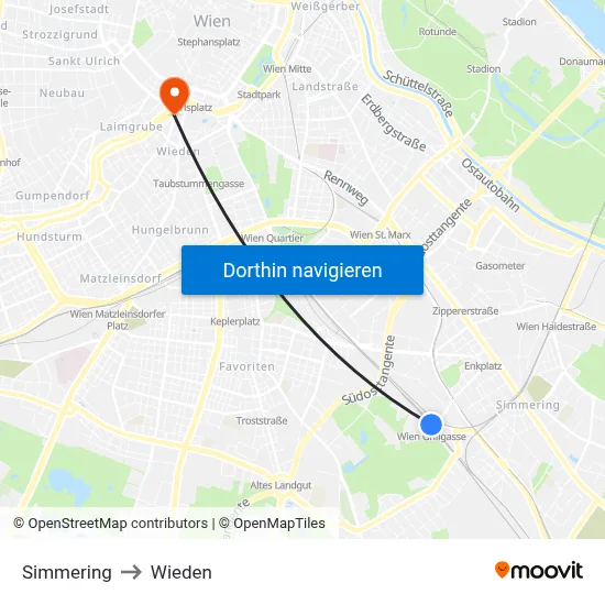 Simmering to Wieden map