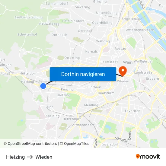 Hietzing to Wieden map