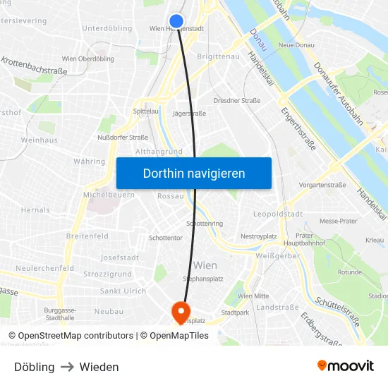Döbling to Wieden map