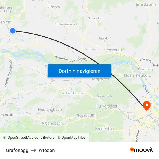 Grafenegg to Wieden map