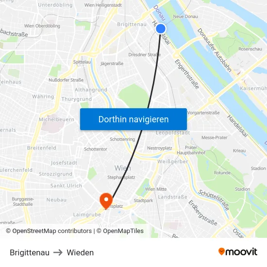 Brigittenau to Wieden map