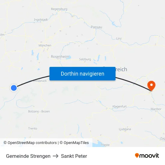 Gemeinde Strengen to Sankt Peter map