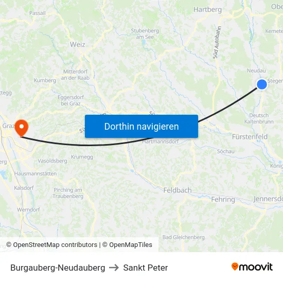 Burgauberg-Neudauberg to Sankt Peter map