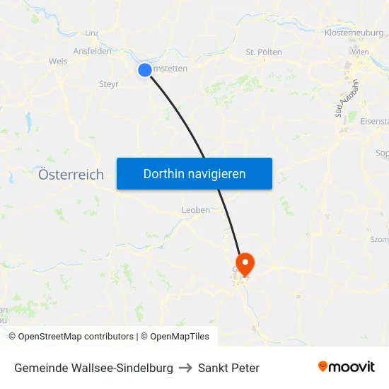 Gemeinde Wallsee-Sindelburg to Sankt Peter map