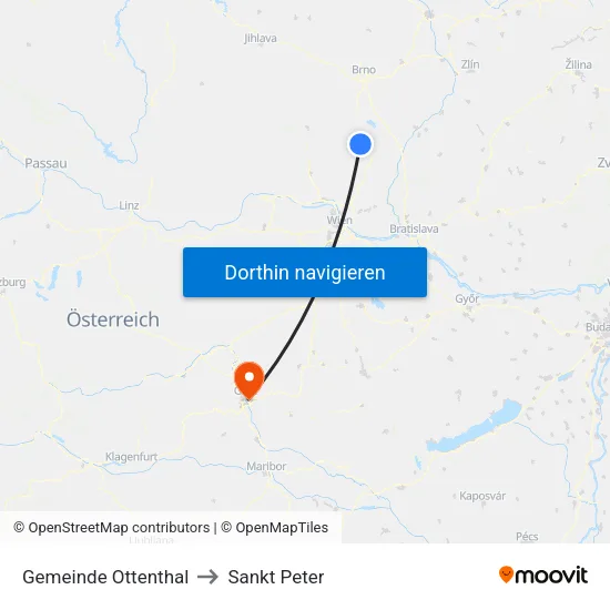 Gemeinde Ottenthal to Sankt Peter map