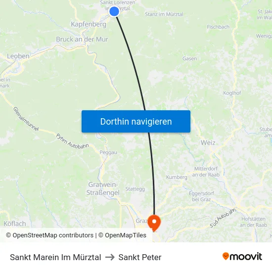 Sankt Marein Im Mürztal to Sankt Peter map
