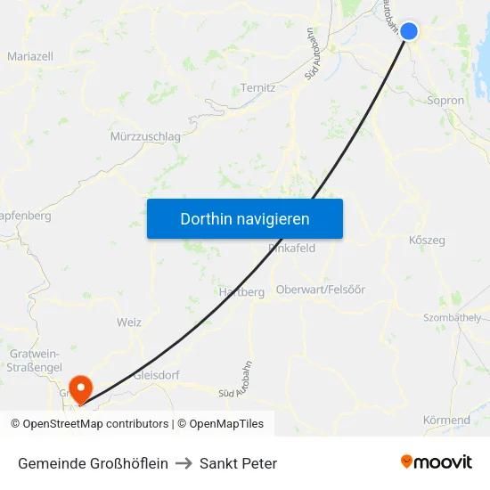 Gemeinde Großhöflein to Sankt Peter map