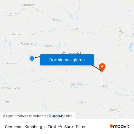 Gemeinde Kirchberg In Tirol to Sankt Peter map
