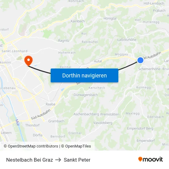Nestelbach Bei Graz to Sankt Peter map