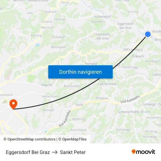Eggersdorf Bei Graz to Sankt Peter map