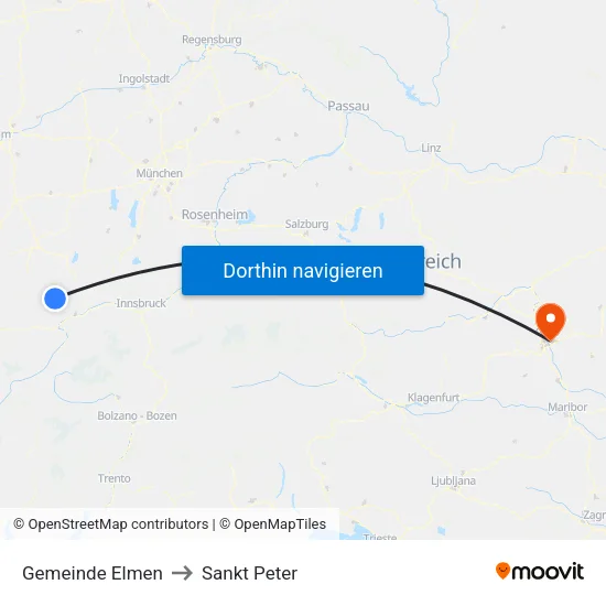 Gemeinde Elmen to Sankt Peter map