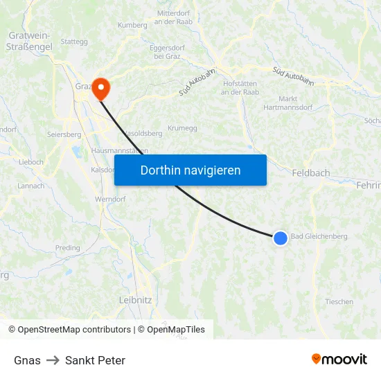 Gnas to Sankt Peter map