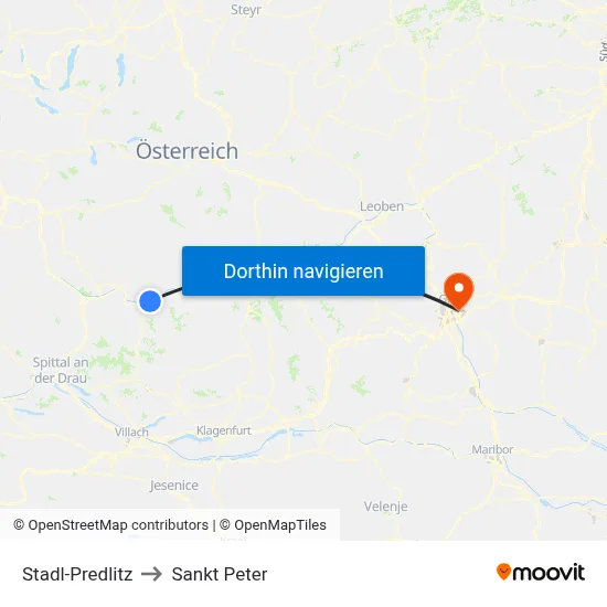 Stadl-Predlitz to Sankt Peter map