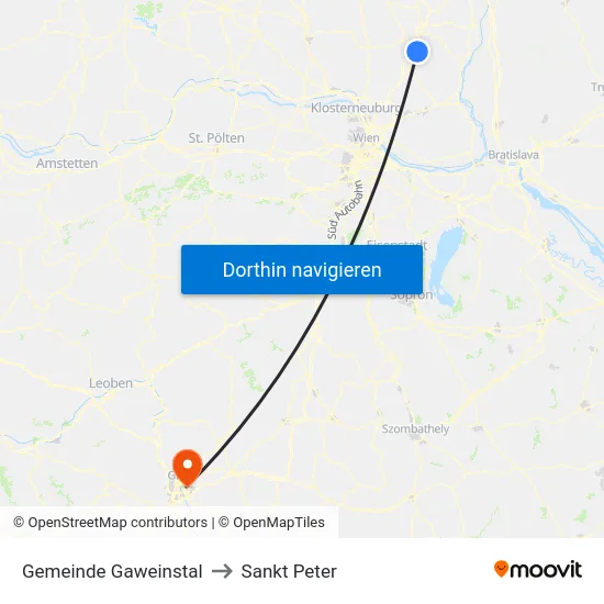 Gemeinde Gaweinstal to Sankt Peter map