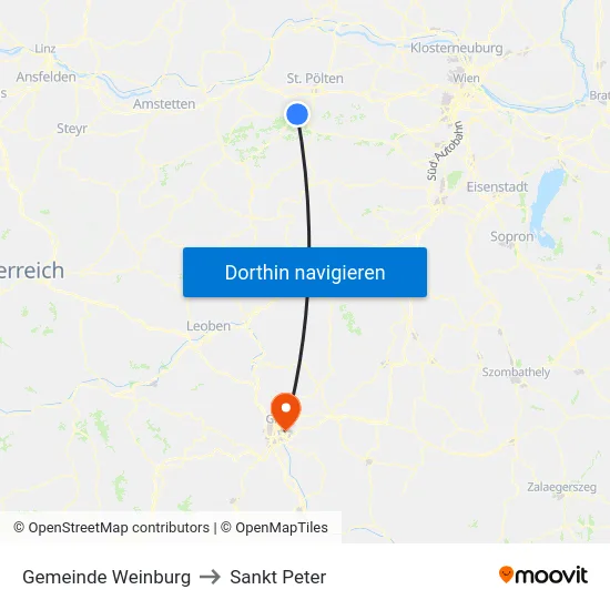 Gemeinde Weinburg to Sankt Peter map