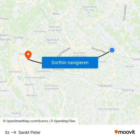 Ilz to Sankt Peter map