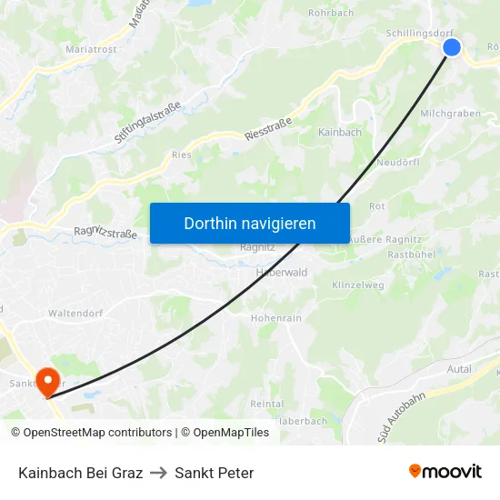 Kainbach Bei Graz to Sankt Peter map