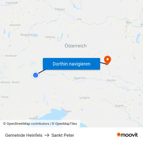 Gemeinde Heinfels to Sankt Peter map