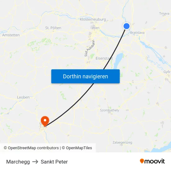 Marchegg to Sankt Peter map