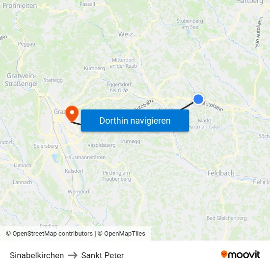 Sinabelkirchen to Sankt Peter map