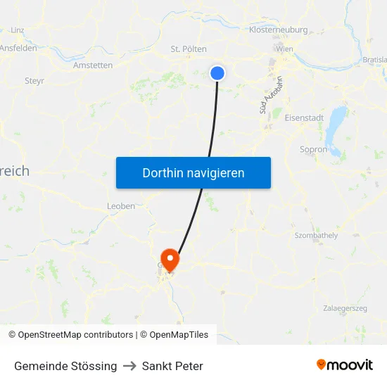 Gemeinde Stössing to Sankt Peter map
