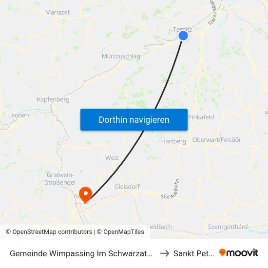 Gemeinde Wimpassing Im Schwarzatale to Sankt Peter map