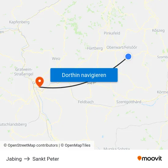 Jabing to Sankt Peter map