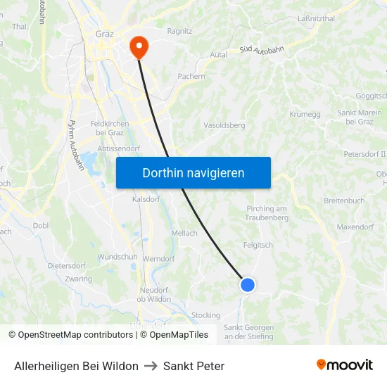 Allerheiligen Bei Wildon to Sankt Peter map