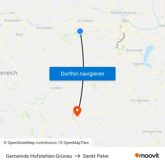 Gemeinde Hofstetten-Grünau to Sankt Peter map