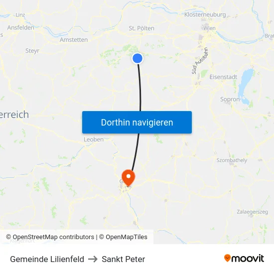 Gemeinde Lilienfeld to Sankt Peter map