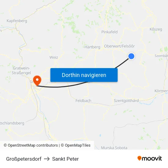 Großpetersdorf to Sankt Peter map