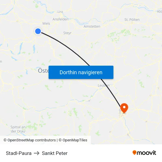 Stadl-Paura to Sankt Peter map