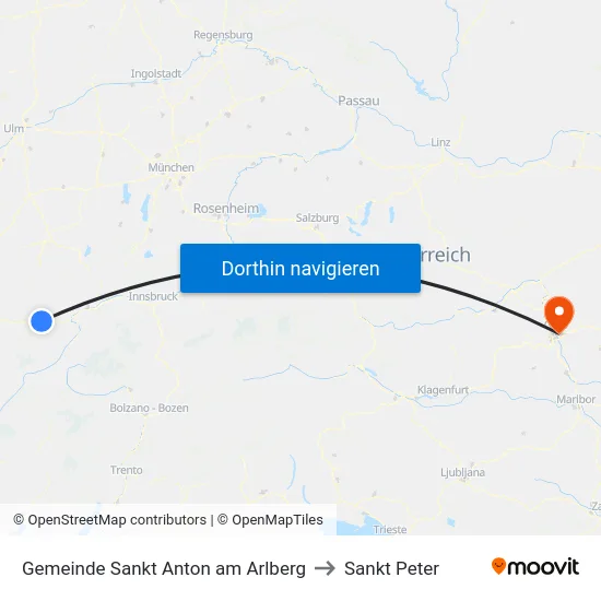 Gemeinde Sankt Anton am Arlberg to Sankt Peter map