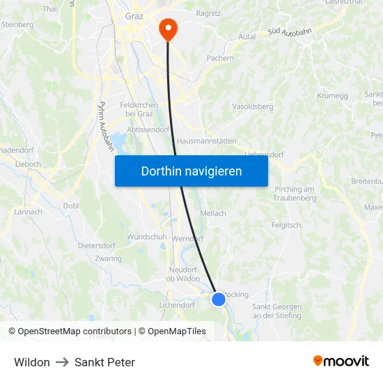 Wildon to Sankt Peter map